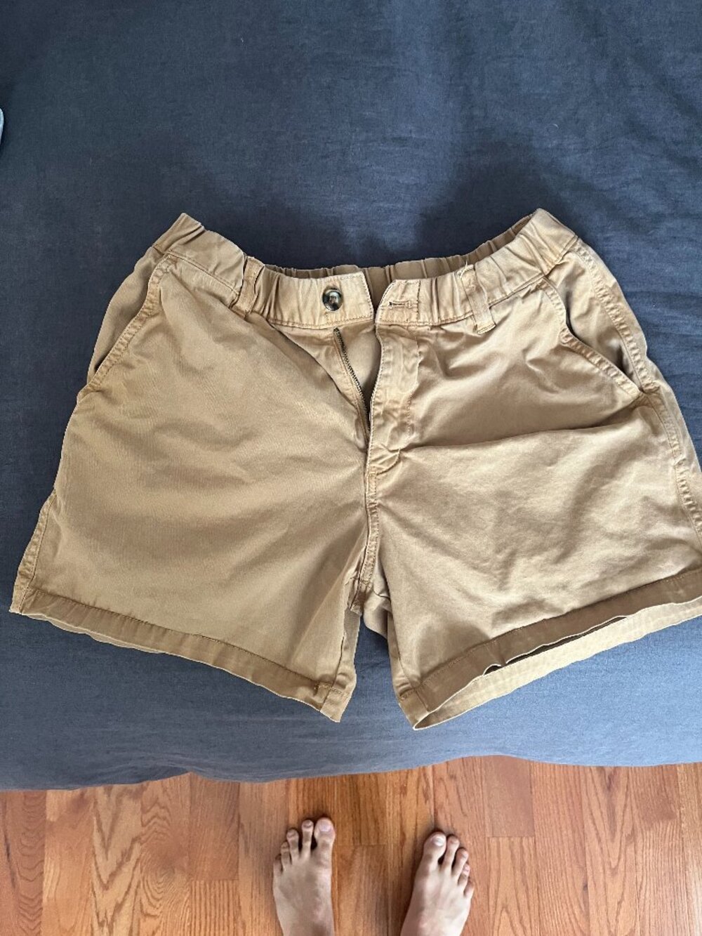 Men's Flat Front Cotton Shorts in Tan - Lightweight Everyday Style